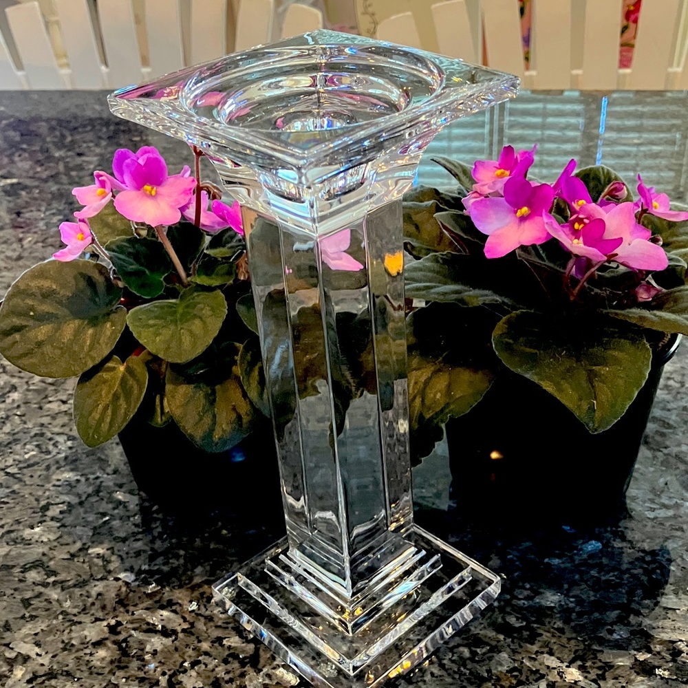 Elegant Crystal Glass Candlestick In Roman Architecture Classic Design.